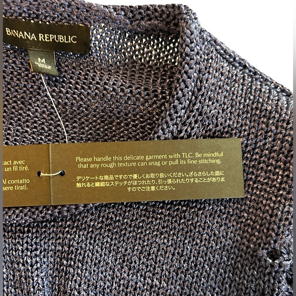 Banana Republic Women's Blue Metallic Long Sleeve Heavy Sweater Size Medium $98. - Picture 7 of 11